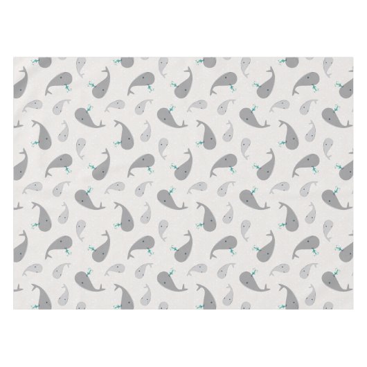 かわいいクジラのお母さんおよびベビーパターン テーブルクロス (正面(横))
