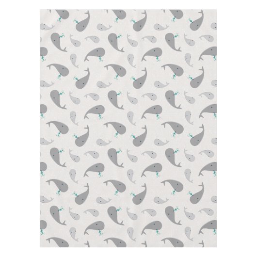 かわいいクジラのお母さんおよびベビーパターン テーブルクロス (正面)