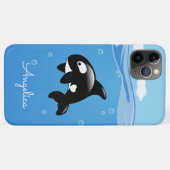 かわいいクジラのオルカ in 海洋 - オーダーメイドの名前付き Case-Mate iPhoneケース (裏面(横))