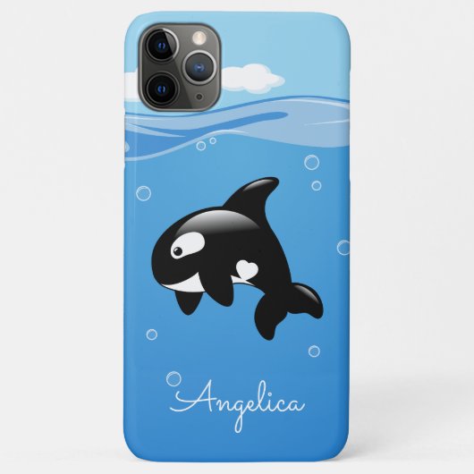 かわいいクジラのオルカ in 海洋 - オーダーメイドの名前付き Case-Mate iPhoneケース (裏面)