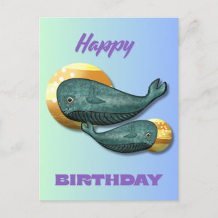 かわいいクジラのバースデーカード オーシャン  ポストカード