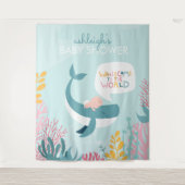 かわいいクジラのベビーシャワータペストリー タペストリー (正面)