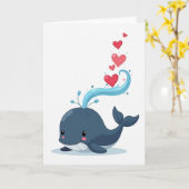 かわいいクジラのラブストリームカード カード (黄色い花)