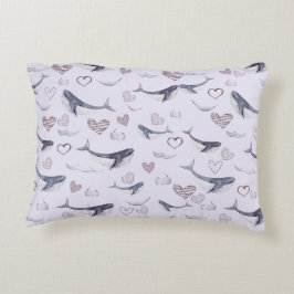 かわいいクジラの子どものパターン，雲とハート アクセントクッション