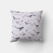 かわいいクジラの子どものパターン，雲とハート クッション (裏面)