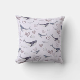 かわいいクジラの子どものパターン，雲とハート クッション