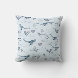 かわいいクジラの子どものパターン，雲とハート クッション