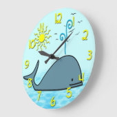かわいいクジラの子供の円形の柱時計 ラージ壁時計 (傾斜)