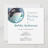 かわいいクジラの子供の誕生日 招待状 (裏面)