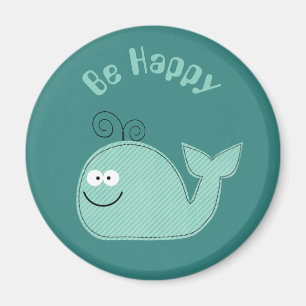 かわいいクジラの感動的なスローガンは幸せです マグネット