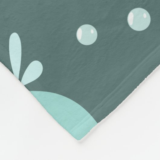 かわいいクジラの模様オンティール(緑がかった色)ブルーキッズ フリースブランケット (角)