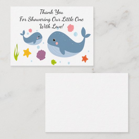 かわいいクジラの母親とそのベビーサンキューカード ノートカード (正面/裏面)