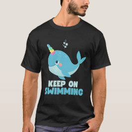 かわいいクジラの泳ぐを続けて Tシャツ