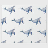 かわいいクジラの海をテーマにした包装紙 ラッピングペーパー (フラット)
