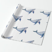 かわいいクジラの海をテーマにした包装紙 ラッピングペーパー (アンロールド)