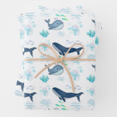 かわいいクジラの海パターン – 水中の海生活 ラッピングペーパーシート (インサイチュ)