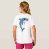 かわいいクジラの漫画のアートワーク Tシャツ (裏面フル)