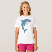 かわいいクジラの漫画のアートワーク Tシャツ (正面フル)