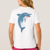 かわいいクジラの漫画のアートワーク Tシャツ (裏面)