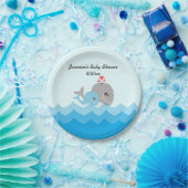 かわいいクジラの男の子のベビーシャワー ペーパープレート (パーティー)