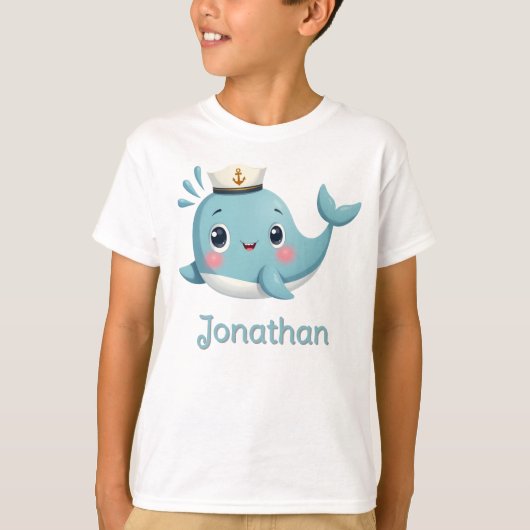 かわいいクジラの男の子カスタムデザイン Tシャツ (正面)