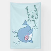 かわいいクジラの赤ちゃんシャワーかわいいガールピンク 横断幕 (縦)