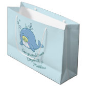 かわいいクジラの赤ちゃんシャワーかわいい ラージペーパーバッグ (正面アングル)