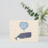 かわいいクジラの赤ちゃんシャワーその男の子 案内ポストカード (スタンド正面)