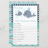 かわいいクジラの赤ちゃんシャワーベビーカード (正面/裏面)