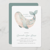 かわいいクジラの赤ちゃんシャワー招待状 招待状 (正面/裏面)