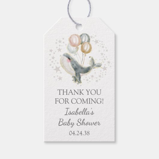 かわいいクジラの赤ちゃんシャワー ギフトタグ (正面)