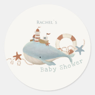 かわいいクジラの赤ちゃんシャワー ラウンドシール