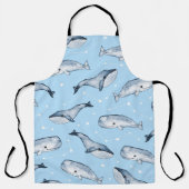 かわいいクジラや星の縫い目のない模様。水 エプロン (正面)