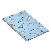 かわいいクジラや星の縫い目のない模様。水 ノートブック (右側)