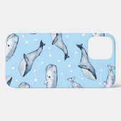 かわいいクジラや星の縫い目のない模様。水 Case-Mate iPhoneケース (裏面 (横))