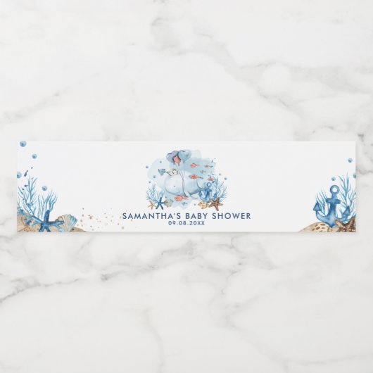 かわいいクジラを海の赤ちゃん航海ののシャワー ペットボトルラベル (シングルラベル)