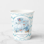 かわいいクジラを海の赤ちゃん航海ののシャワー 紙コップ (裏面)