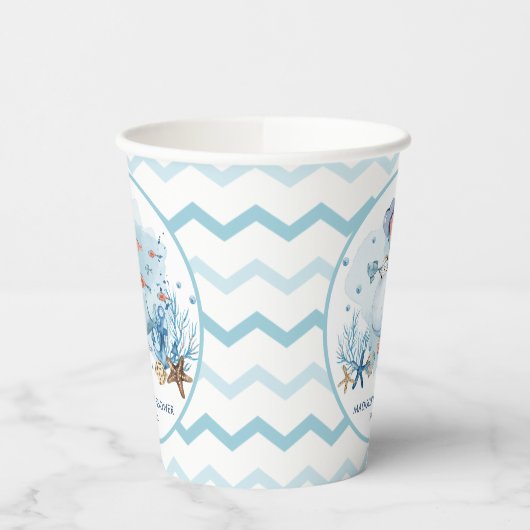 かわいいクジラを海の赤ちゃん航海ののシャワー 紙コップ (左)