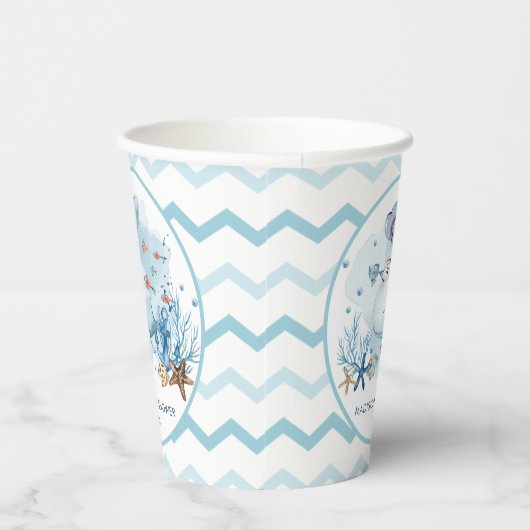 かわいいクジラを海の赤ちゃん航海ののシャワー 紙コップ (右)