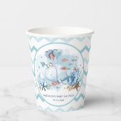 かわいいクジラを海の赤ちゃん航海ののシャワー 紙コップ (正面)