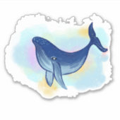 かわいいクジライラストレーション シール (正面)