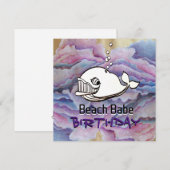 かわいいクジラスケッチ 招待状 (正面/裏面)