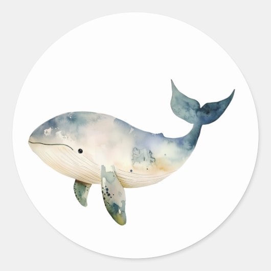 かわいいクジラステッカー ラウンドシール (正面)