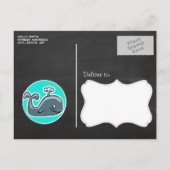 かわいいクジラターコイズアクアカラーシェブロン インビテーションポストカード (裏面)