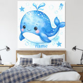 かわいいクジラデザイン キャンバスプリント (インサイチュ (寝室))