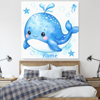 かわいいクジラデザイン キャンバスプリント
