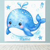 かわいいクジラデザイン キャンバスプリント (インサイチュ (ウッドフロア))