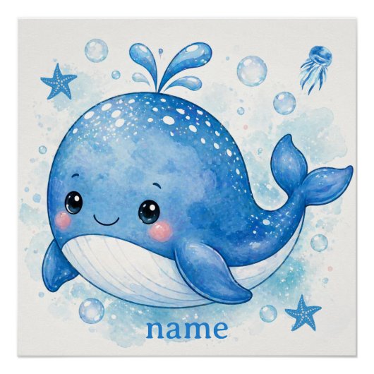 かわいいクジラデザイン ポスター (正面)