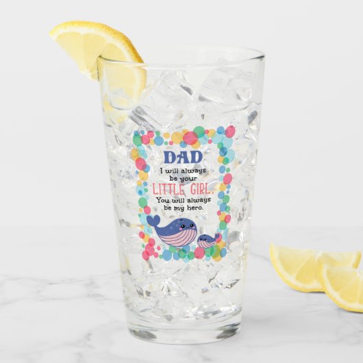 かわいいクジラパパ私はいつでもあなたの小さな女の子 タンブラーグラス (アイス正面)