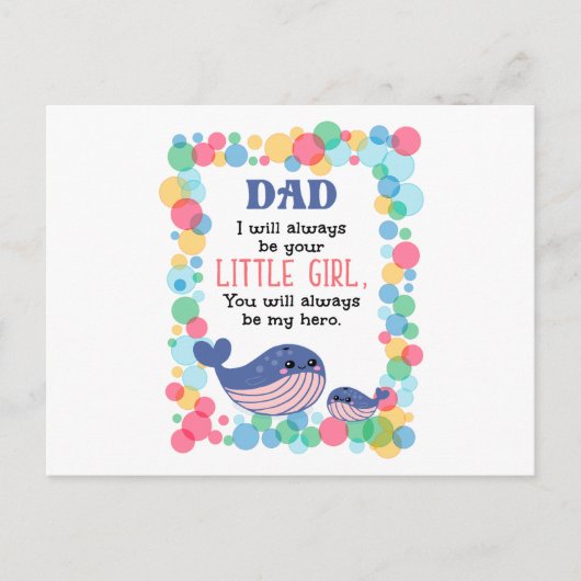 かわいいクジラパパ私はいつでもあなたの小さな女の子 ポストカード (正面)
